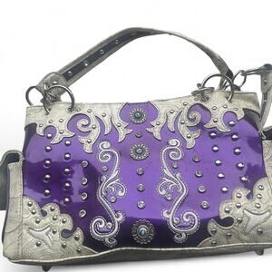 Cowgirl Trendy Purple and silver western Bling style handbag EUC Y2K